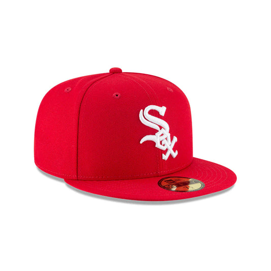Chicago White Sox White Logo Red New Era 59FIFTY Fitted Hat